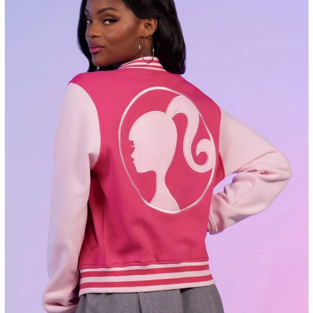 Barbie Hot Topic sold out Iconic Pink and White Varsity Jacket